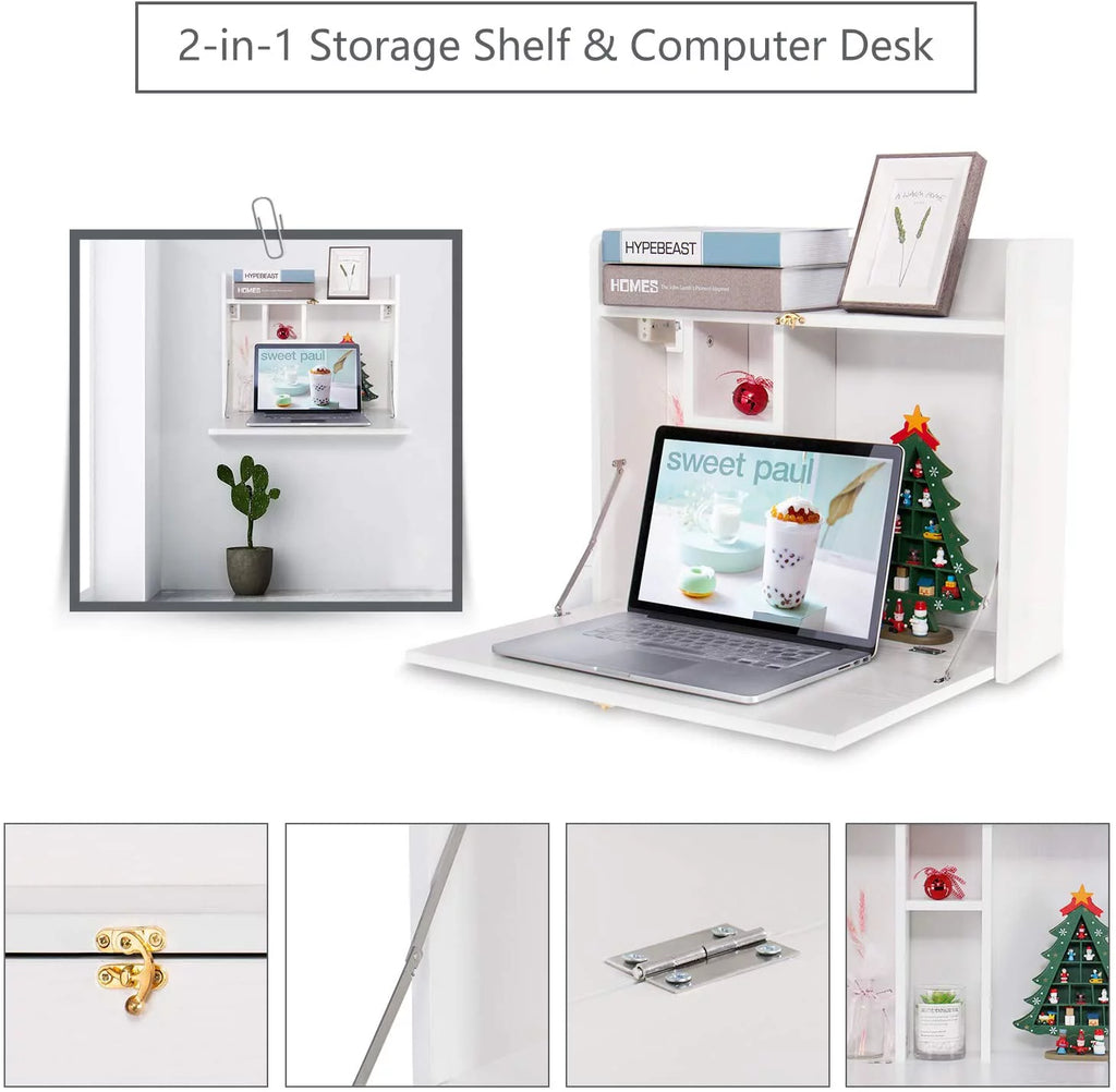 Wall Mounted Computer Desk White T848
