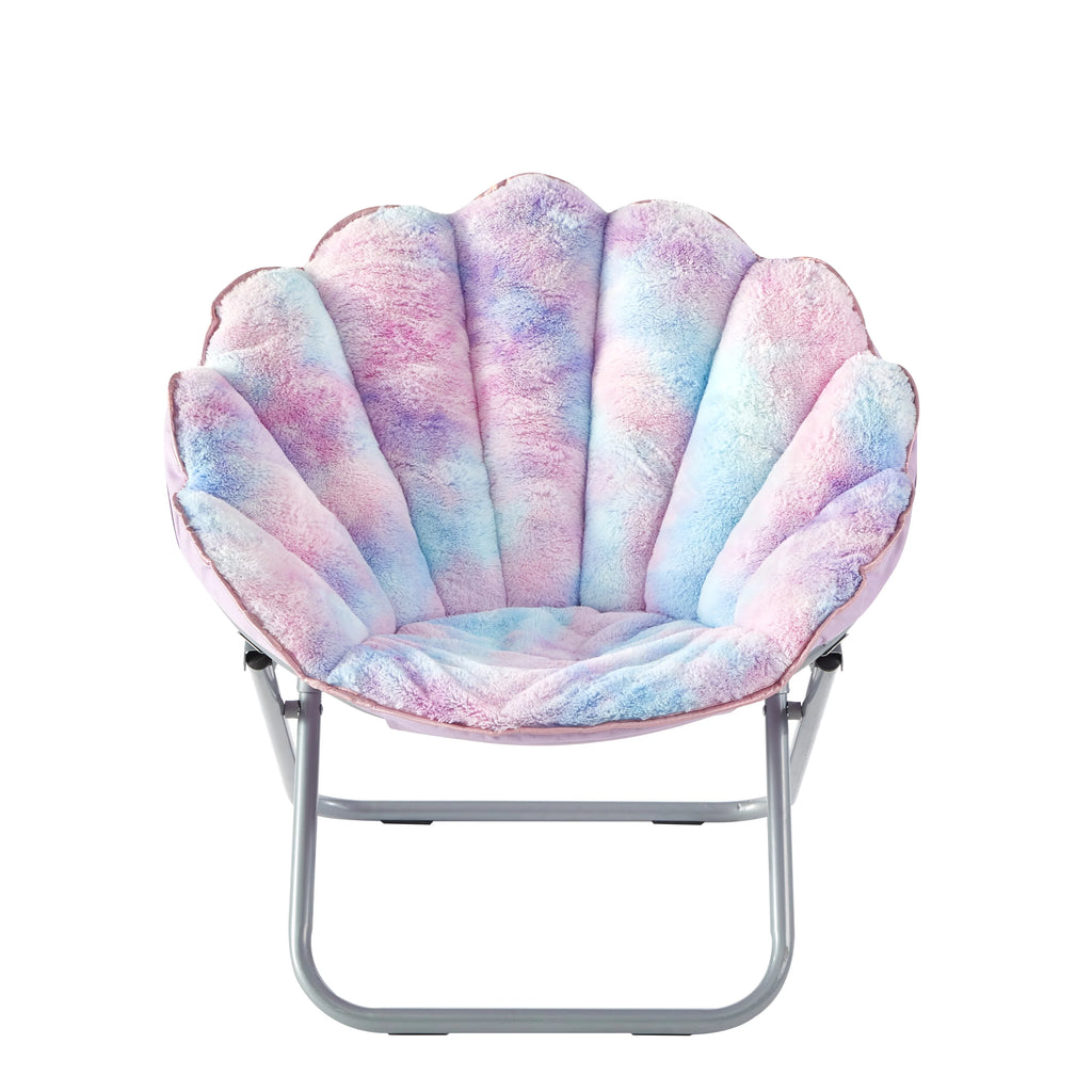 Purple Tie Dye Faux Fur Folding Chair P709121