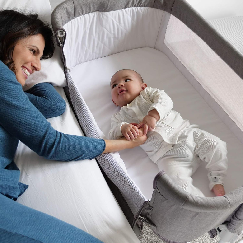 4in1 Bedside Bassinet with Diaper Caddy, 5 Sheets, Mobile, and 4 Spinner Wheels R603618
