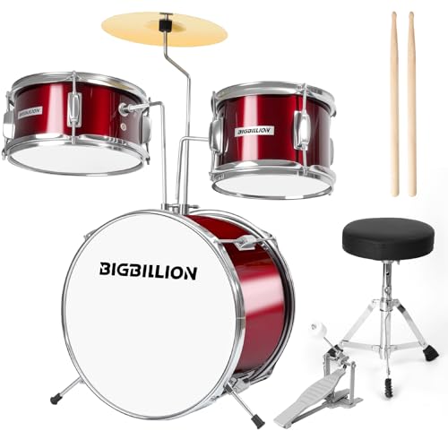 3-Piece 14'' Junior Drum Set with Bass Tom Snare Drum, Cymbal, Pedal, Drumsticks (Pink) D991086