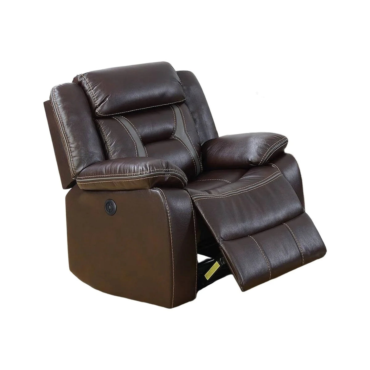 Brown Gel Faux Leather Power Recliner with USB Charging Port J8321