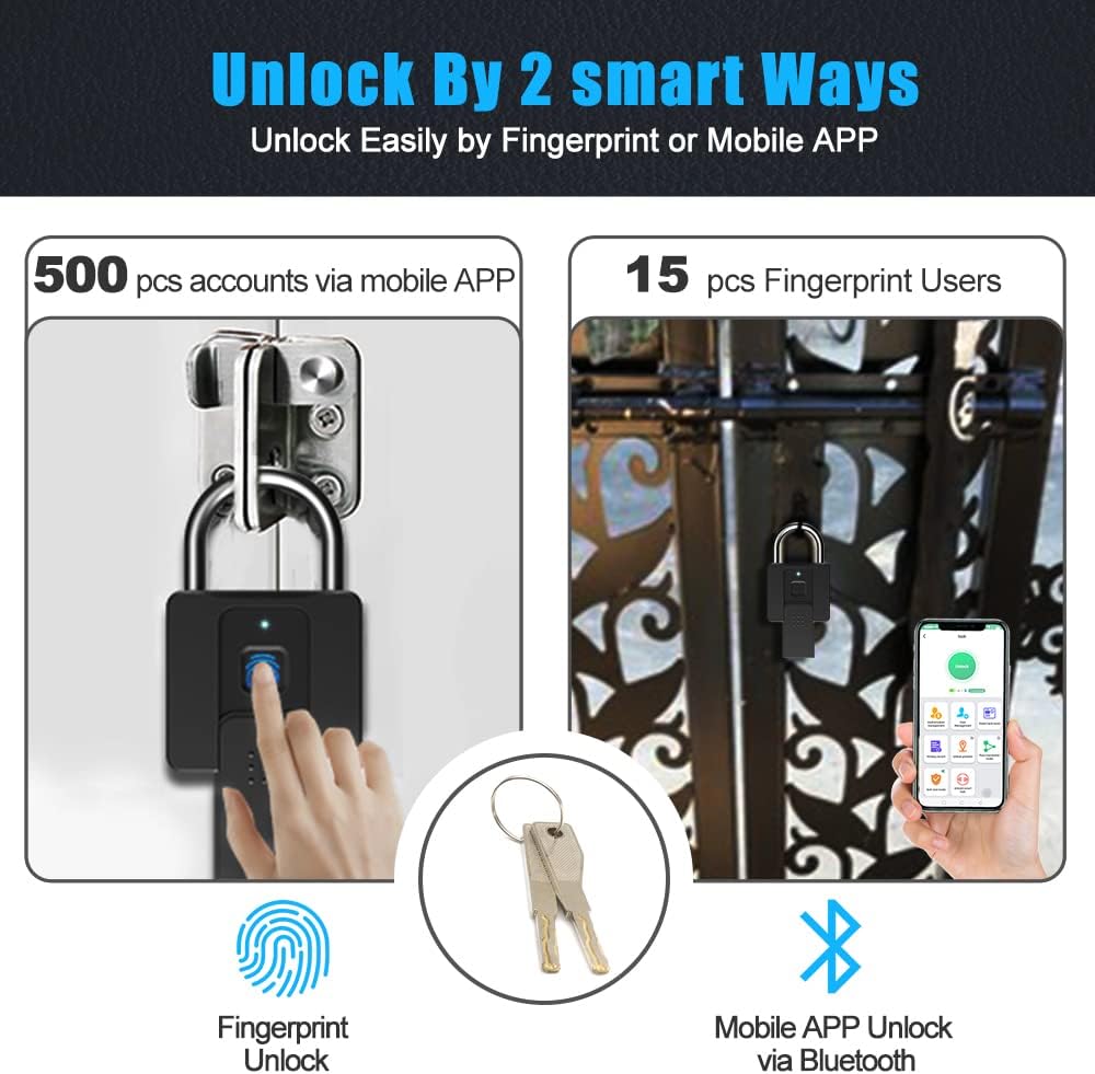 Fingerprint App Padlock Pack of 2 S76891