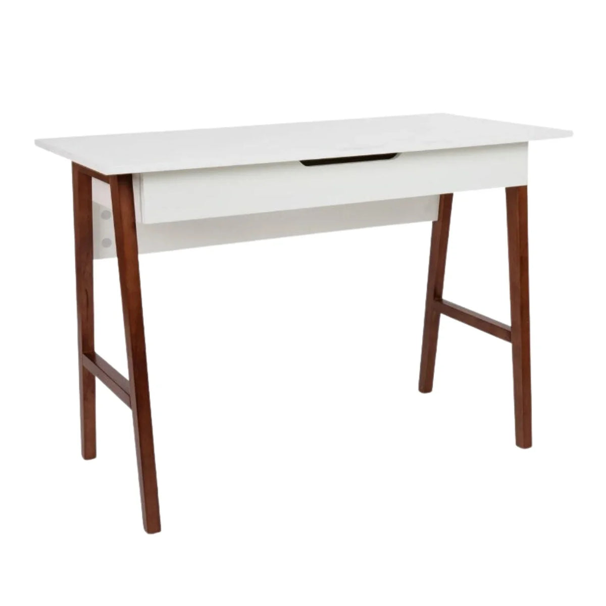 White and Walnut Computer Desk With Drawer J121898