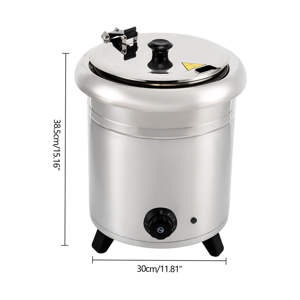 10L 400W Commercial Electric Soup Warmer Pot Stainless Steel Countertop Food Kettle with Lid W470