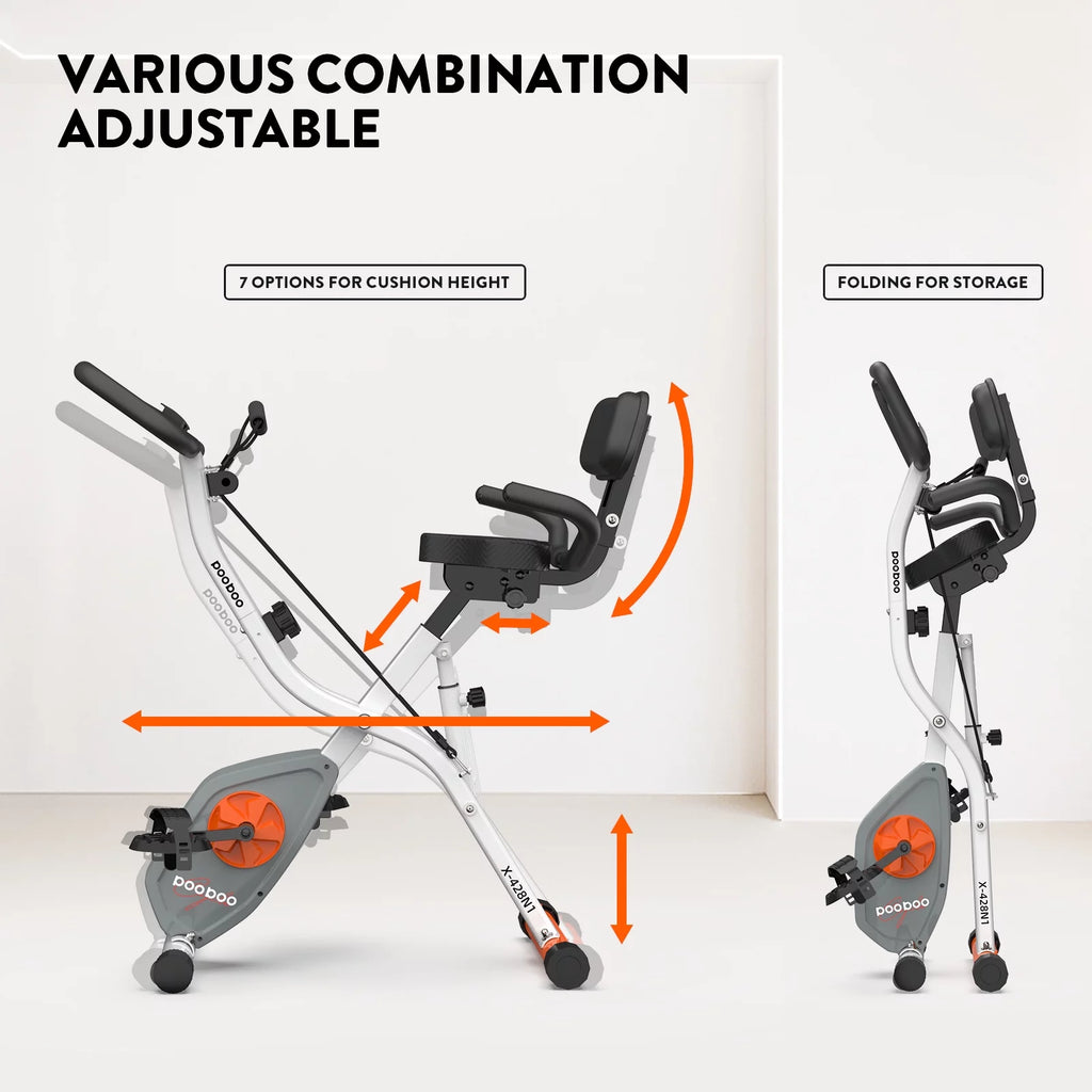 Upright Folding Exercise Bike with Arm Resistance Bands P9577