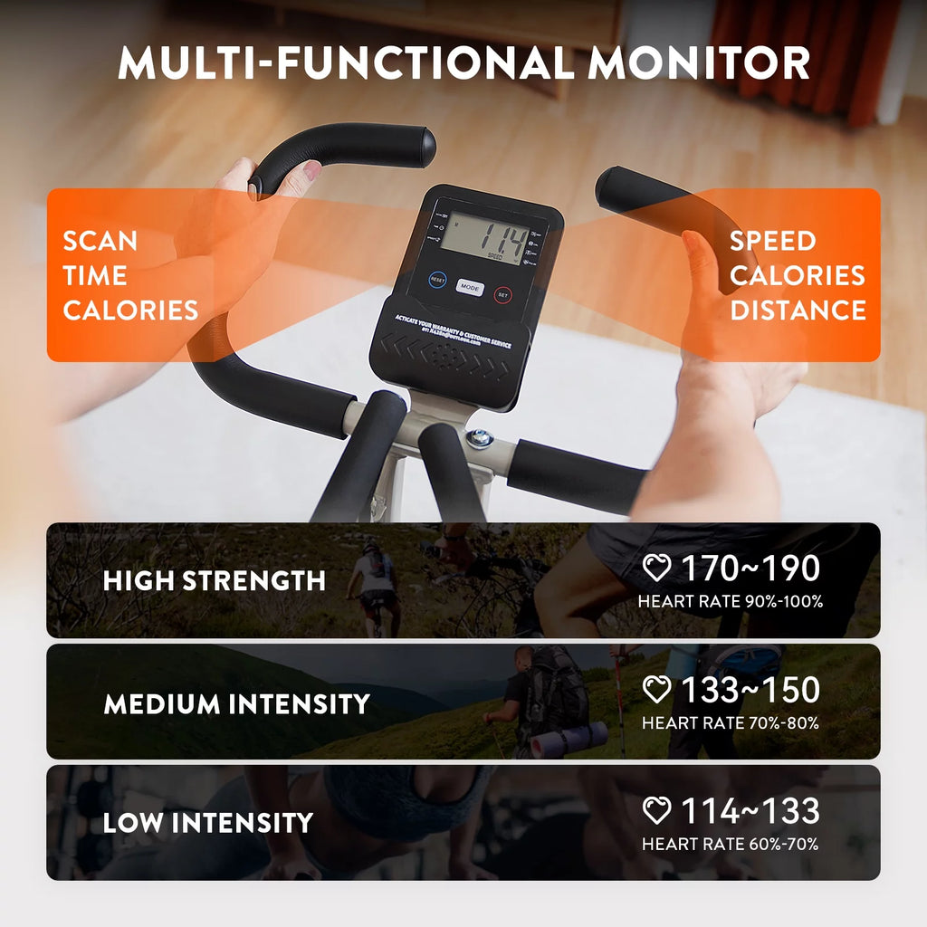 Upright Folding Exercise Bike with Arm Resistance Bands P9577