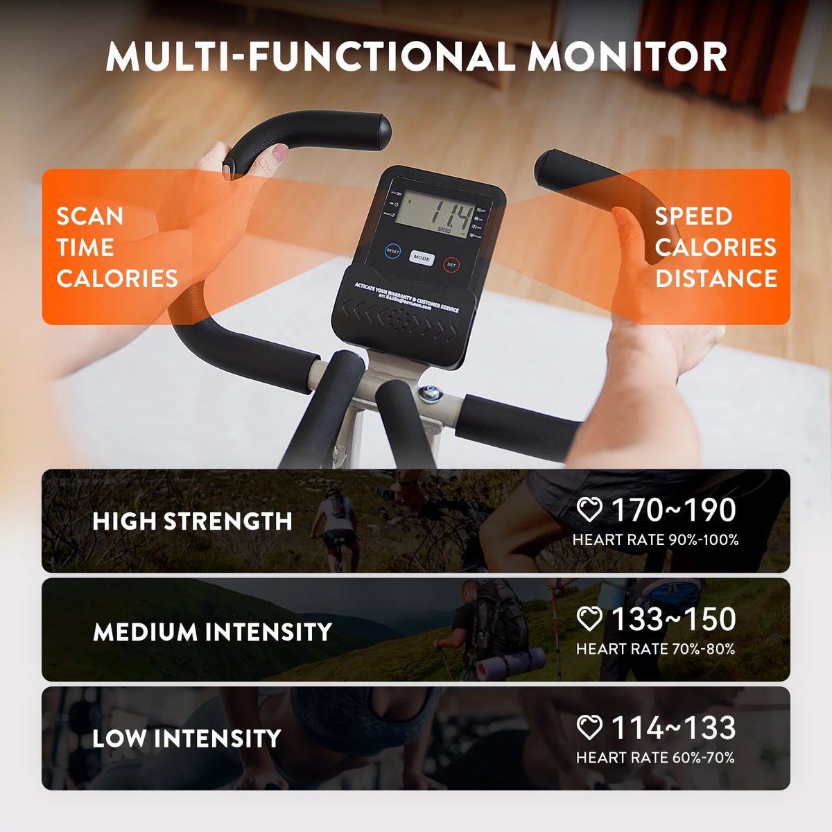 Upright Folding Exercise Bike with Arm Resistance Bands P9577