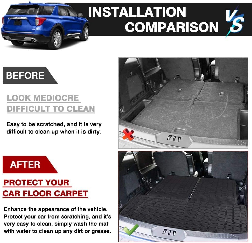 Black Pack of 2 Cargo Liner for Ford Explorer W372