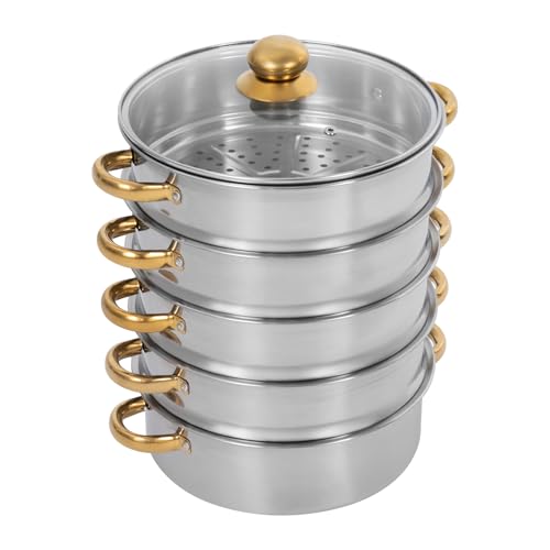 5 Tier Stainless Steel Steamer Pot with Glass Lid V887937