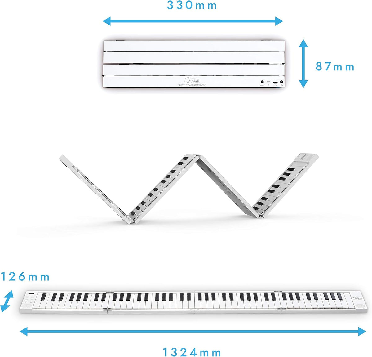 White Portable Digital 88 Key Folding Piano Keyboard with Sustain Pedal and Storage Bag P78029