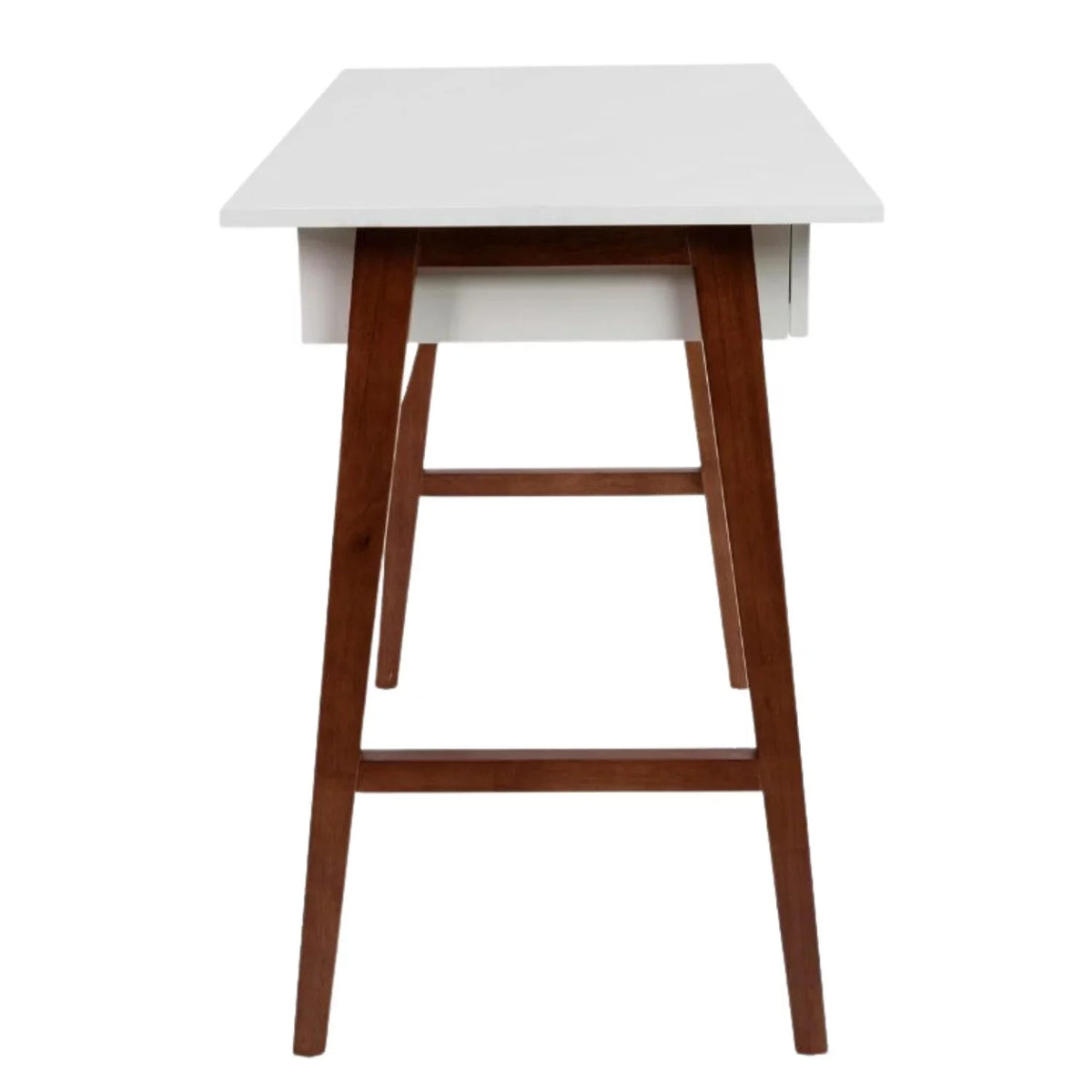 White and Walnut Computer Desk With Drawer J121898