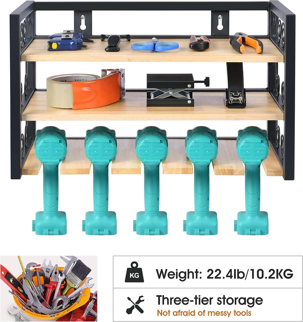 5 Drill Rack Wall Mount Power Tool Organizer, Pack of 2 R58854
