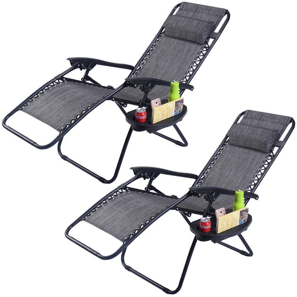 Gray Folding Zero Gravity Metal Outdoor Lounge Chair (2-Pack) X887