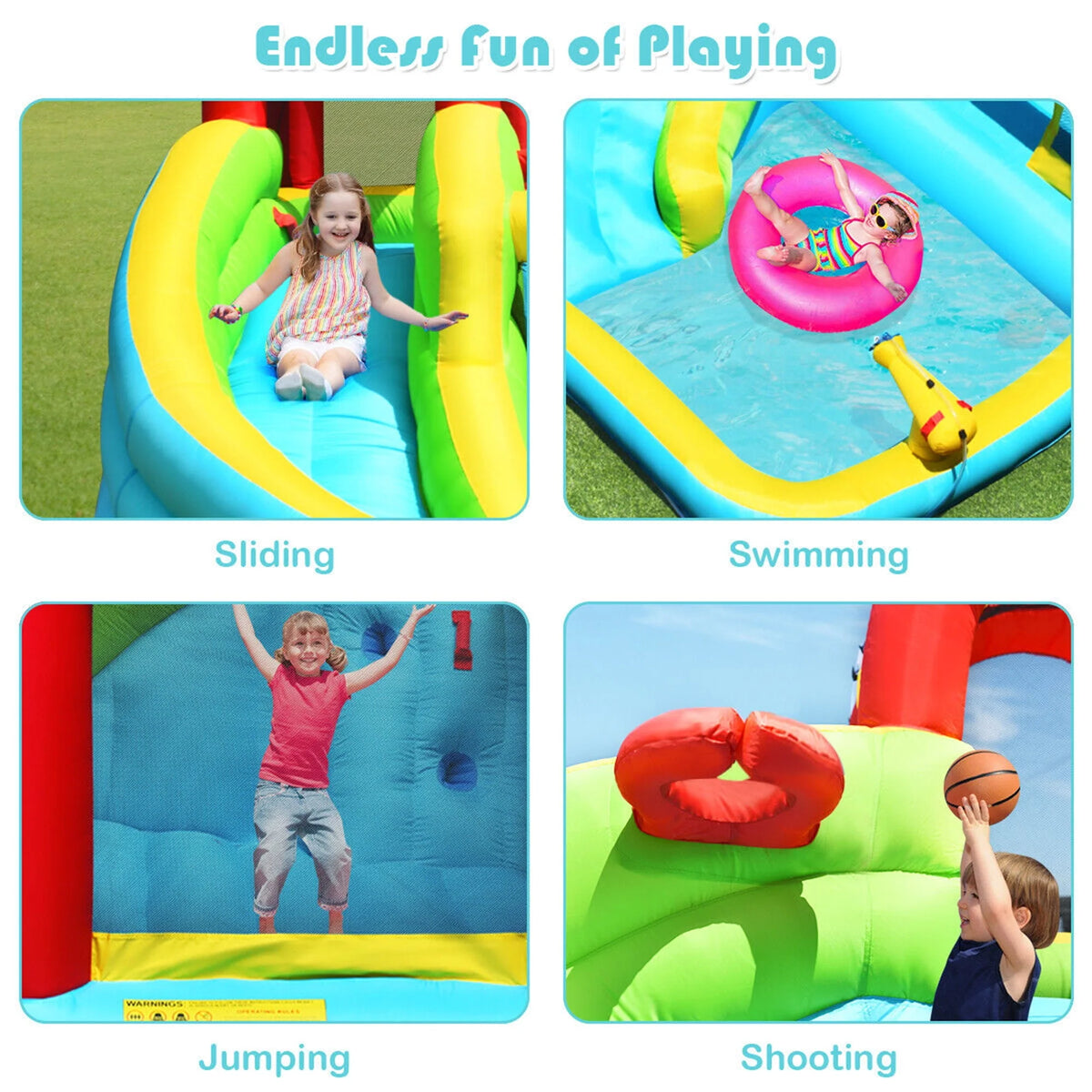 Inflatable Kids Water Slide Bounce House Splash Water Pool H90407