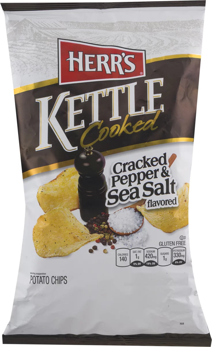 Kettle Cooked Cracked Pepper & Sea Salt Potato Chips 4-Pack 7.5 oz Z719