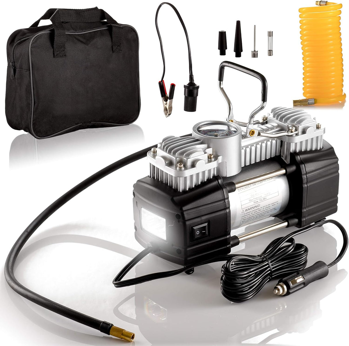 12V 150 PSI Portable Double Cylinder Air Compressor Tire Inflator E54967