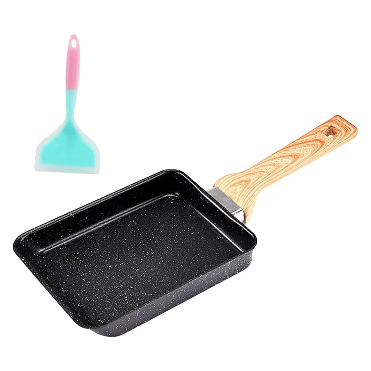 Black Non Stick Rectangle Skillet with Spatula B2404