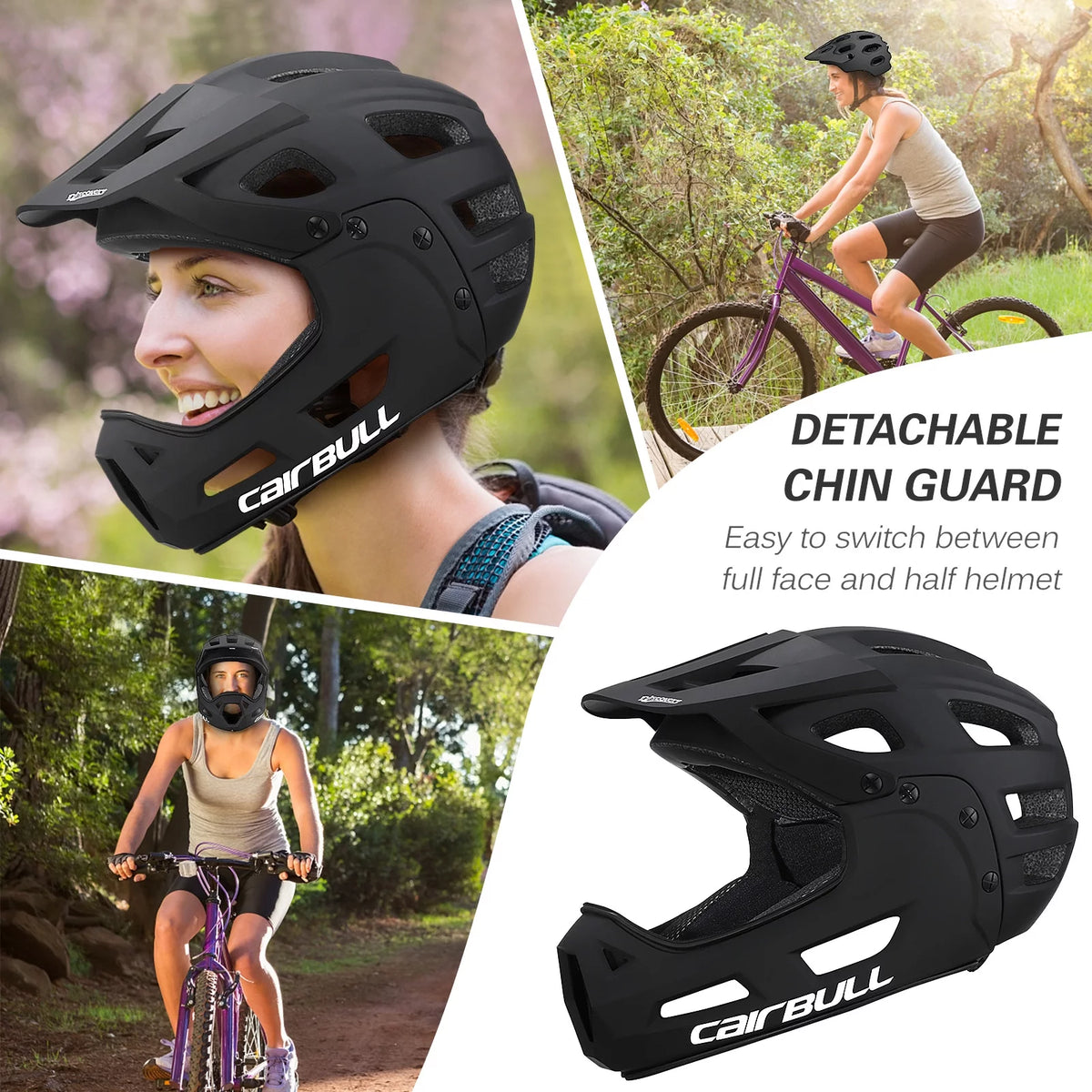 Full Face Bike Helmet with Detachable Chin Guard and Visor W2623