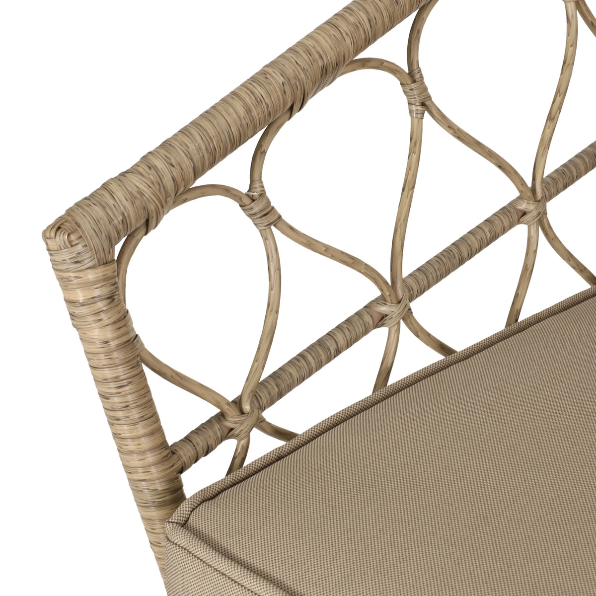 Light Brown and Beige Wicker Club Chairs with Cushions, Set of 2 K602