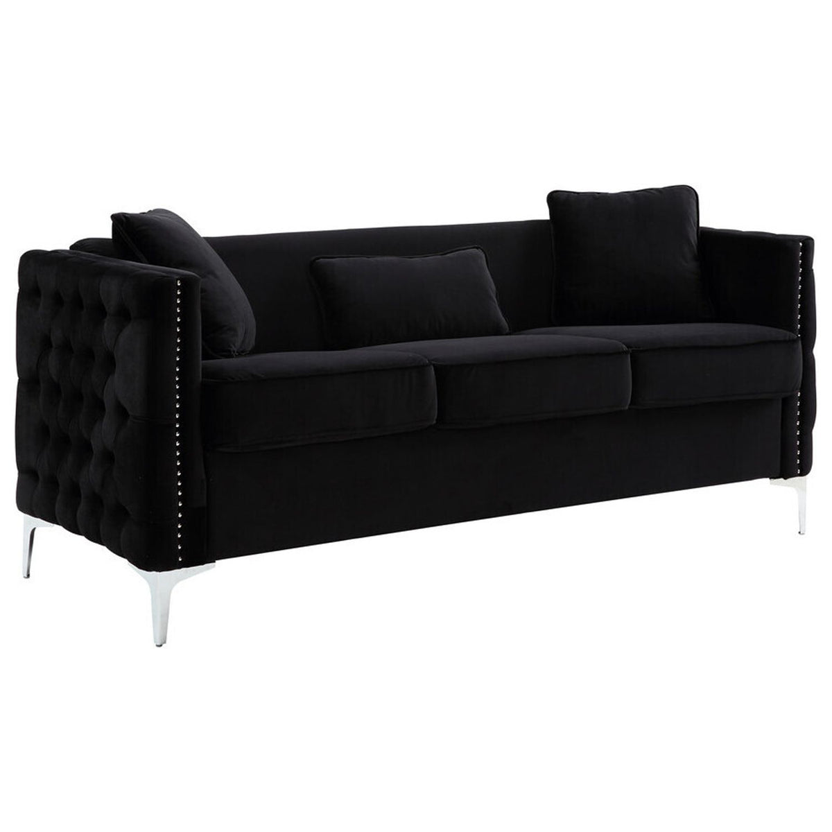 Retro Velvet Sofa with 3 Pillows T864