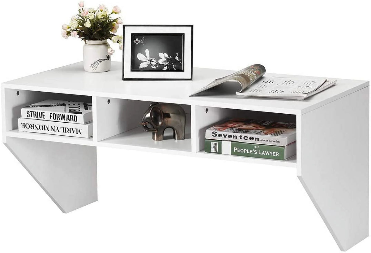 Black Wall Mounted Desk with 3 Storage Shelves P95616