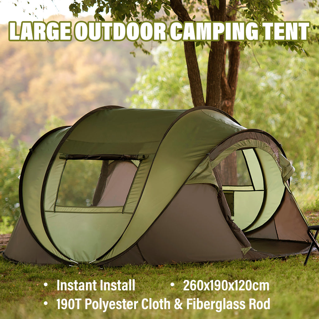 3-4 Person Waterproof Camping Tent, Dark Green M95445