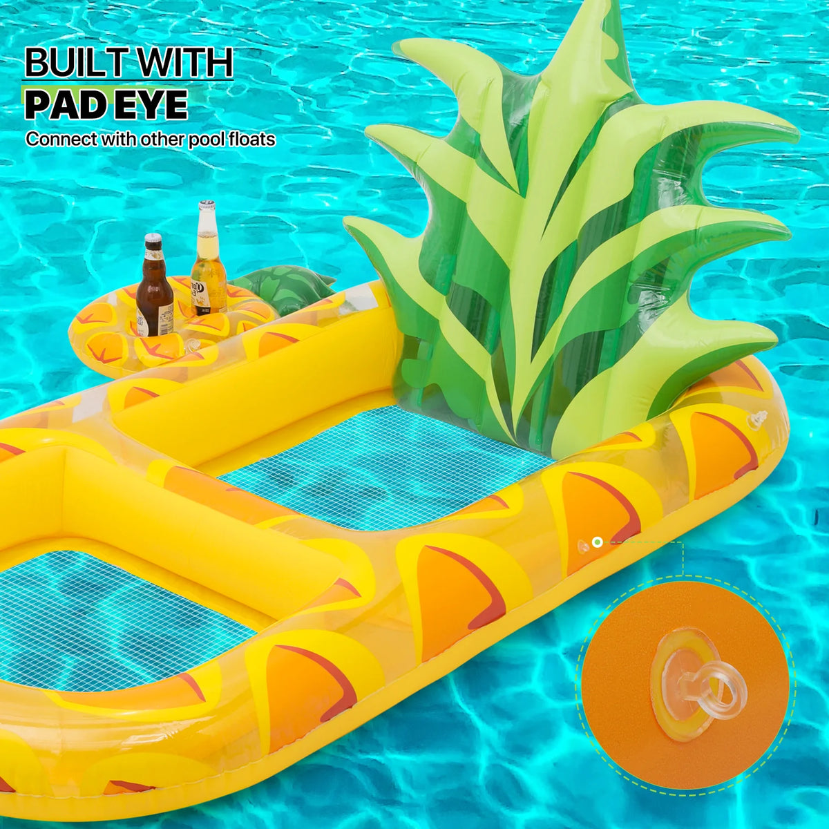 3-in-1 Pineapple Inflatable Pool Floats with Drink Holder, Yellow N3396