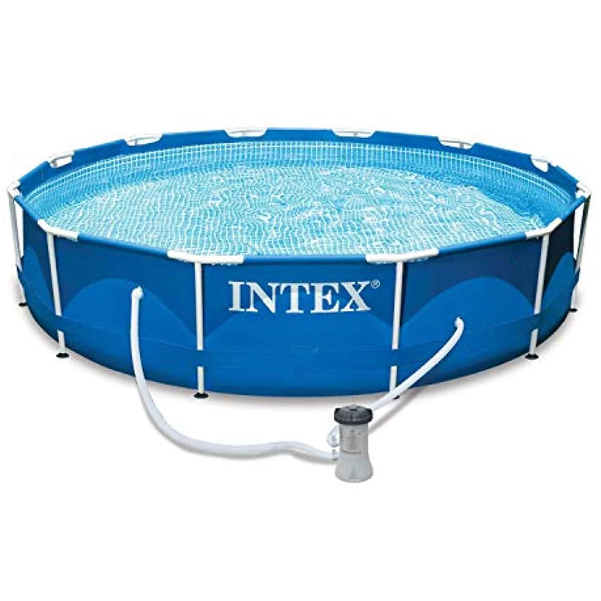 12 Ft x 30 Inches Metal Frame Above Ground Swimming Pool with Filter & Cover E364