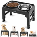 4 Height Adjustable Raised Dog Bowls with 2 Stainless Steel Bowls H992