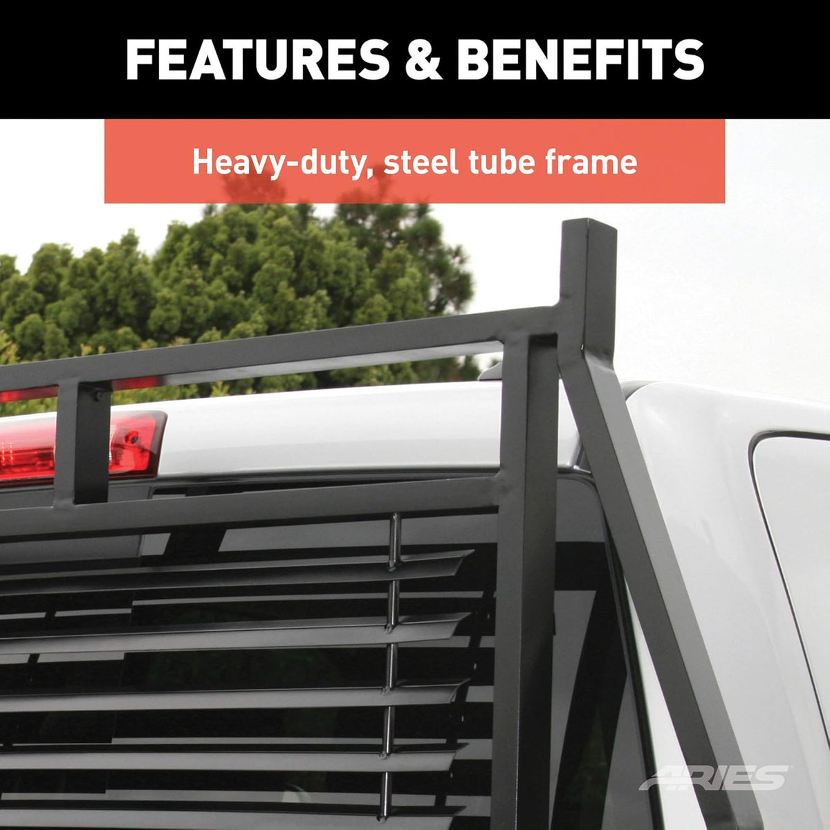 Black Steel Truck Headache Rack Cab Protector C8674