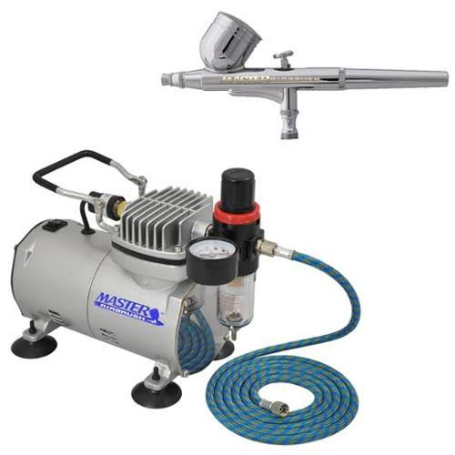 Dual-Action Airbrush Kit with Air Compressor O90129