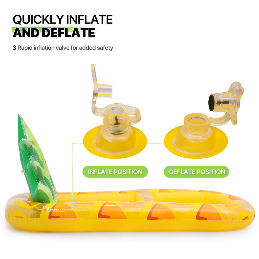 3-in-1 Pineapple Inflatable Pool Floats with Drink Holder, Yellow N3396