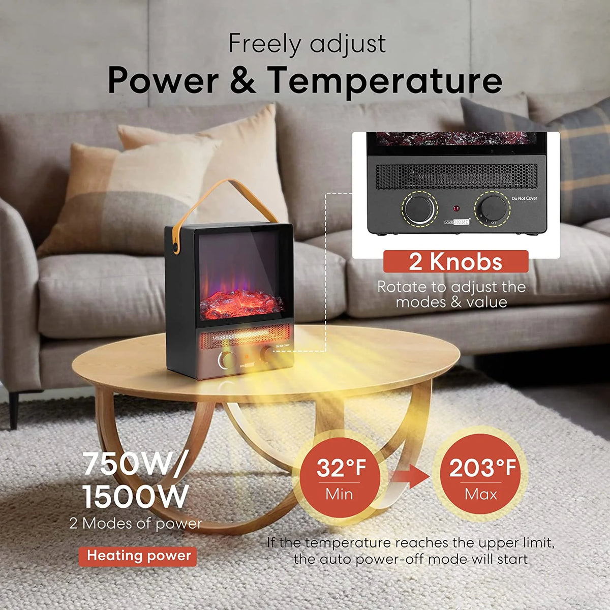 14.6 Inch Portable Electric Fireplace F999