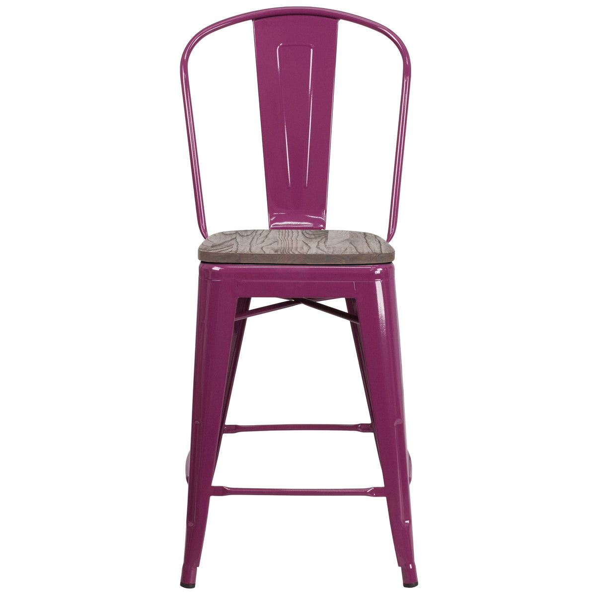 Mint Green Metal Counter Height Stool with Wood Seat H93403