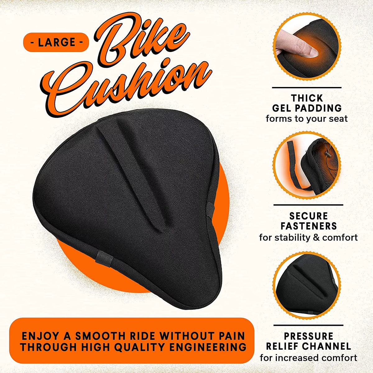 Padded Gel Wide Adjustable Bike Seat Cushion Z402