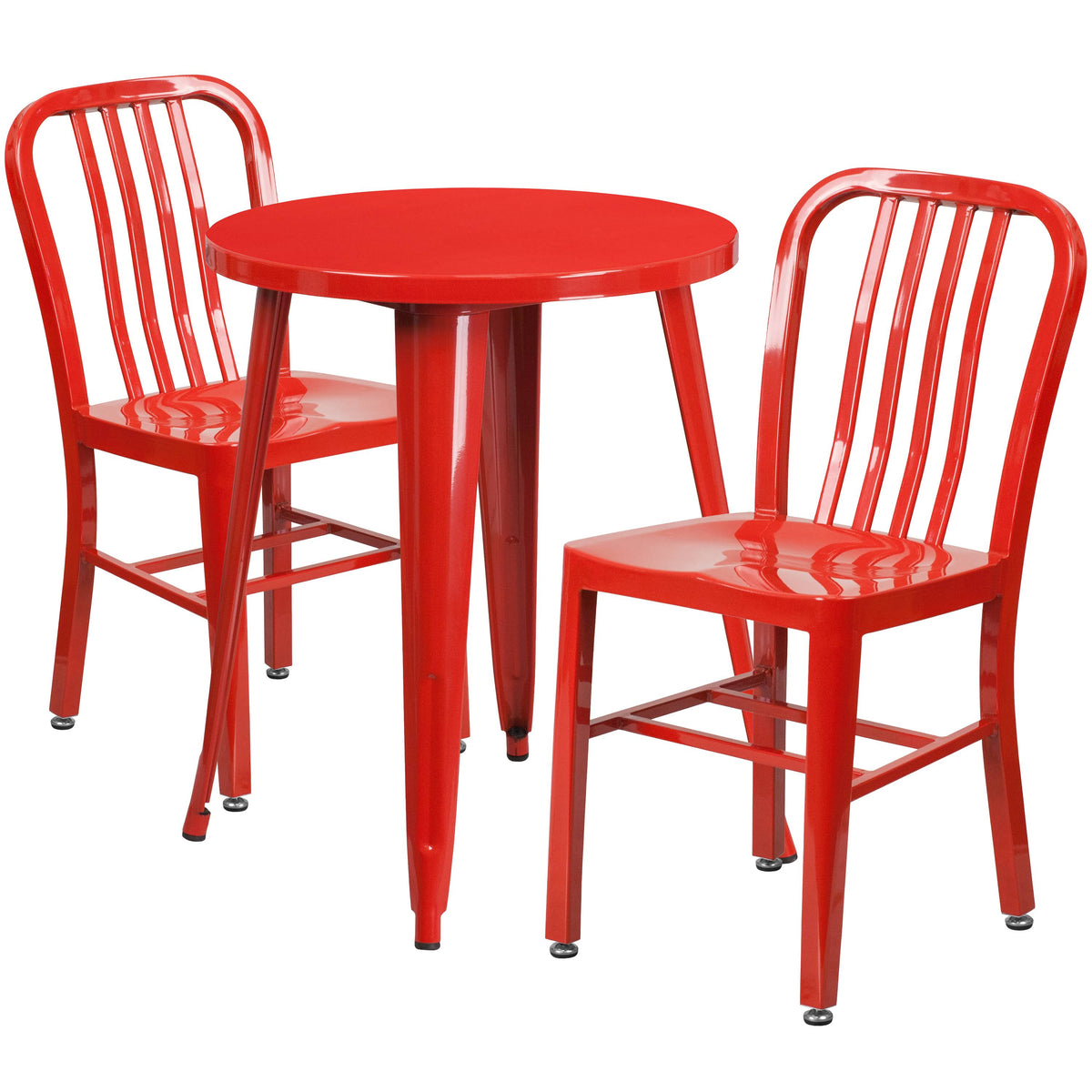 Red Metal Indoor-Outdoor Table Set with 2 Chairs G725601