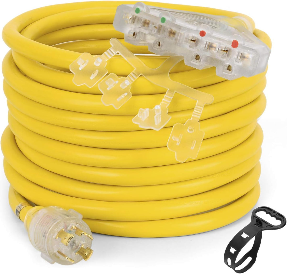 25 Feet 10 Gauge Generator Extension Cord NEMA L14-30P 5-20R U391