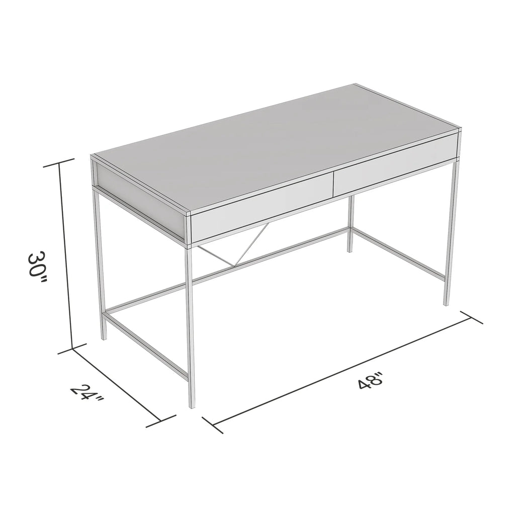 49"L 2-Drawers Black Metal Computer Desk V180
