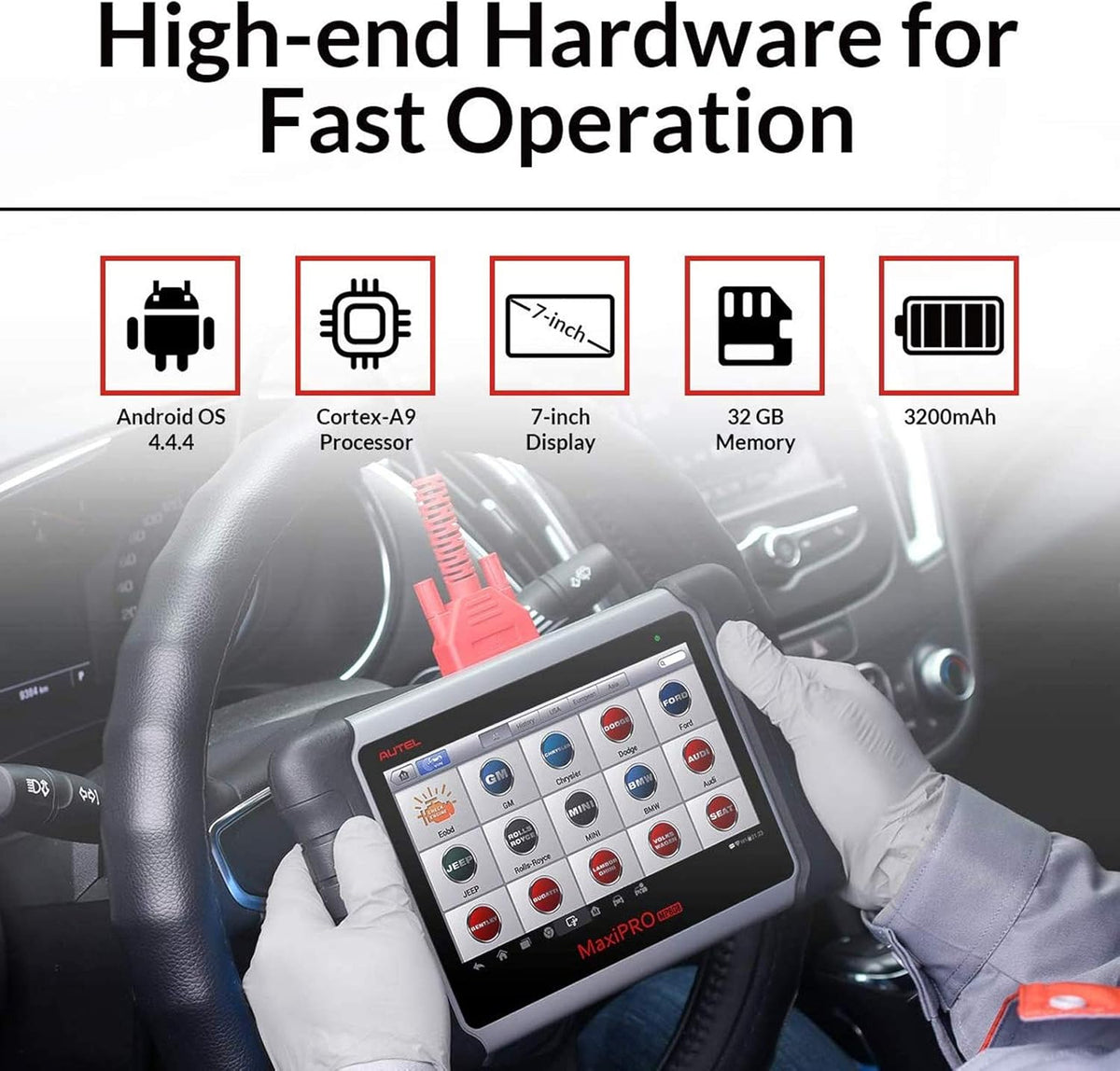 Autel MaxiPRO MP808 Automotive Diagnostic Scan Tool with All Systems Diagnoses, Bi-directional Control, 30+ Service Function, Key Coding and Injector Coding H488315