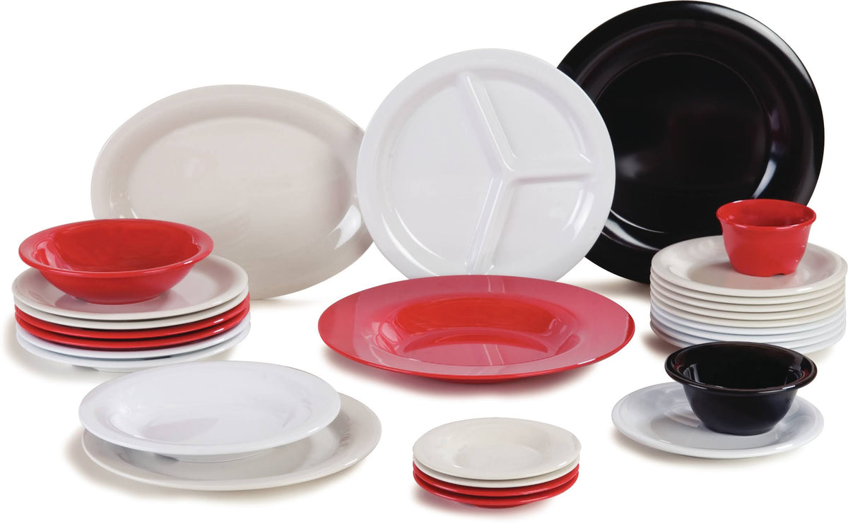 Red Melamine Wide Rim Pie Plate Q4472