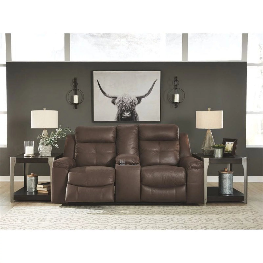 Coffee Reclining Loveseat with Console M50423