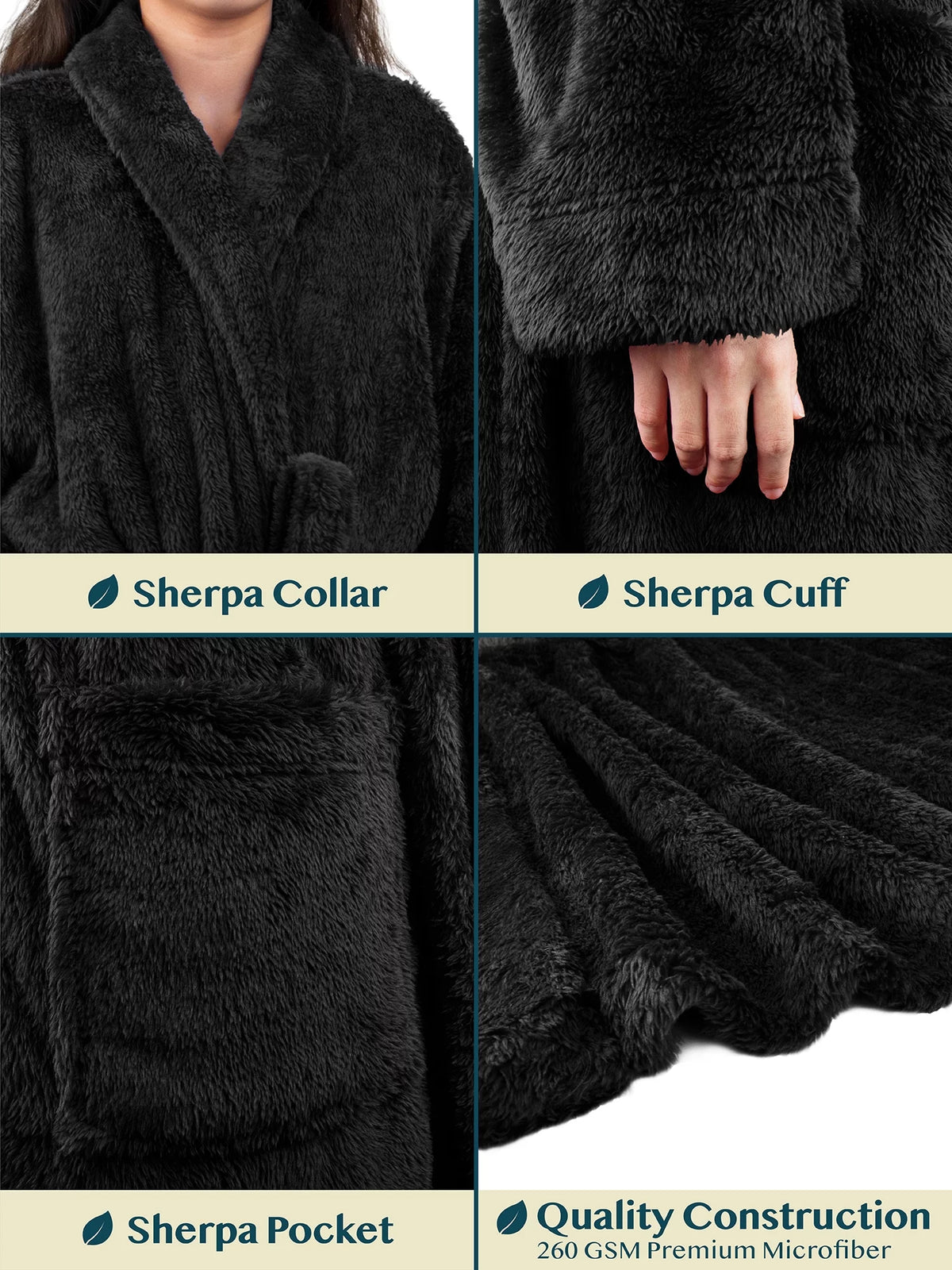 Black Fleece Sherpa Robe R931193