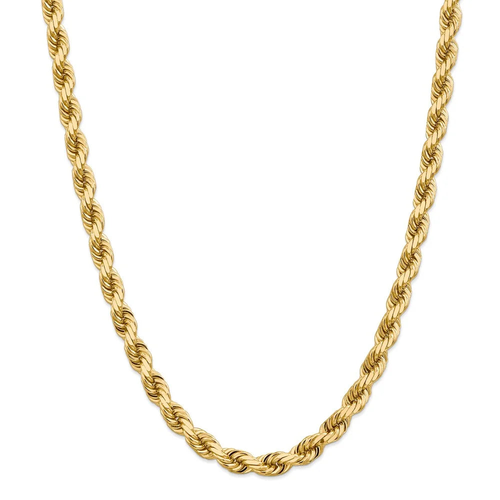 14kt Yellow Gold 8mm Diamond Cut Rope Chain with Lobster Clasp N295