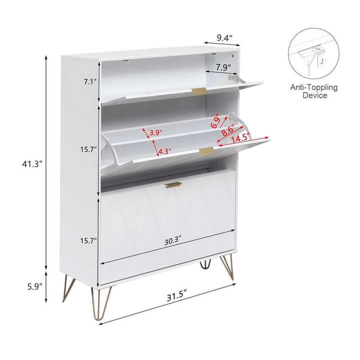 White Flip Down Shoe Cabinet Y649194