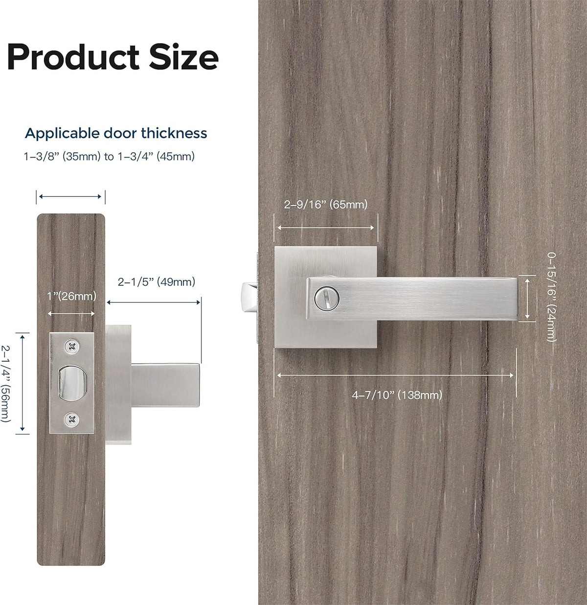 Satin Nickel Square Privacy Door Levers (2 Pack) O6100