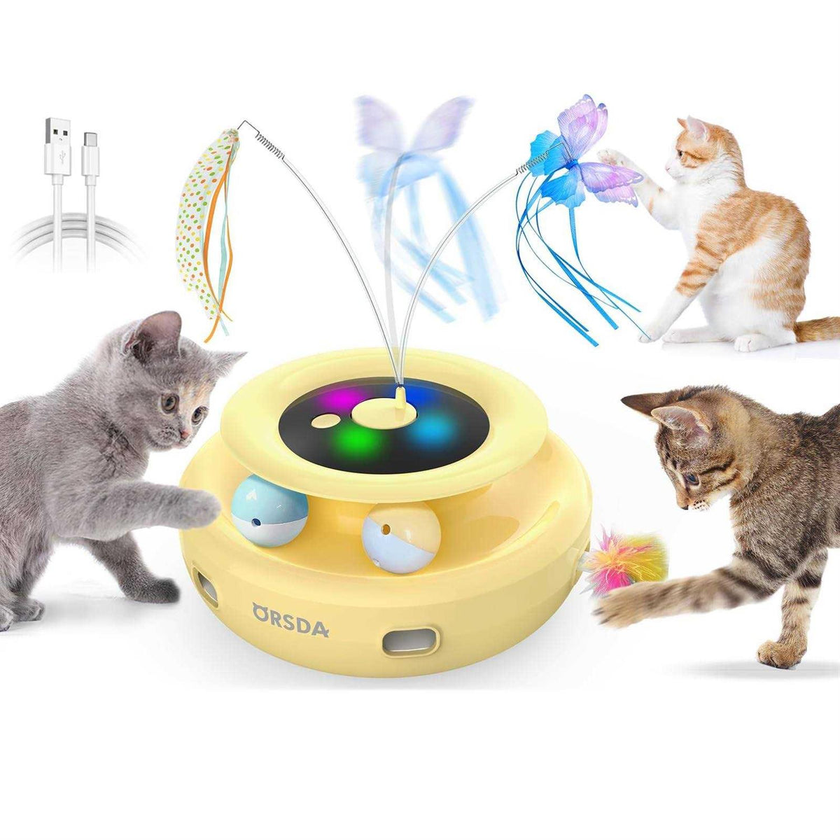3-in-1 Rechargeable Interactive Cat Toys M20713