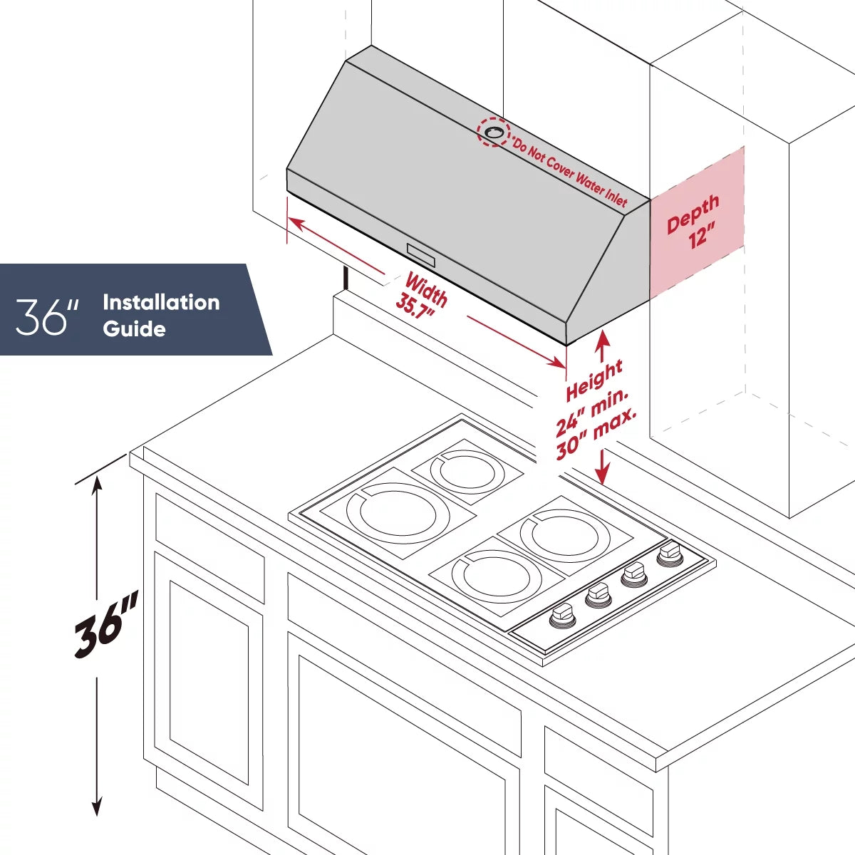 30 Under Cabinet Hood, 900+ CFM, Stainless Steel H7543