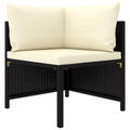 Black Poly Rattan Sectional Corner Sofa with Cushions Y889