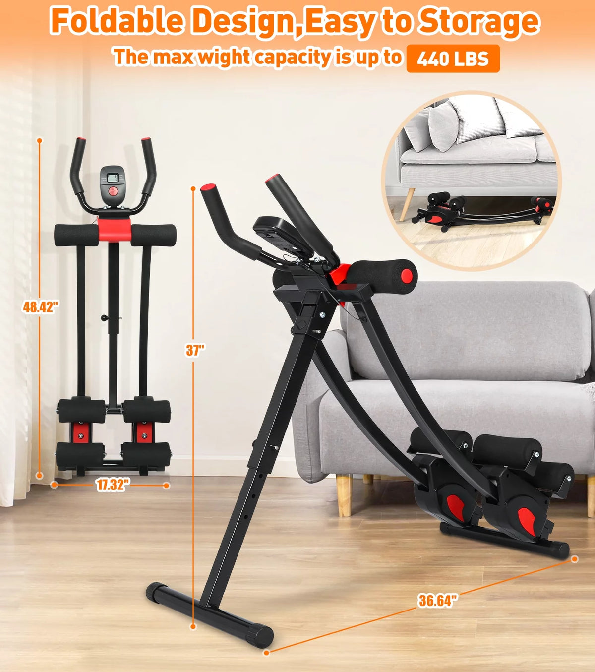 Foldable Core & Abdominal Trainer with LCD Display Y336