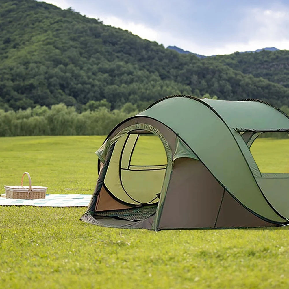 3-4 Person Waterproof Camping Tent, Dark Green M95445